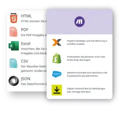 A screenshot of ninox showing a list of available integrations.