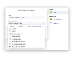 A screenshot of ninox showing the roles and rights section.