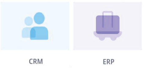 A screenshot in ninox showing CRM and ERP tables.